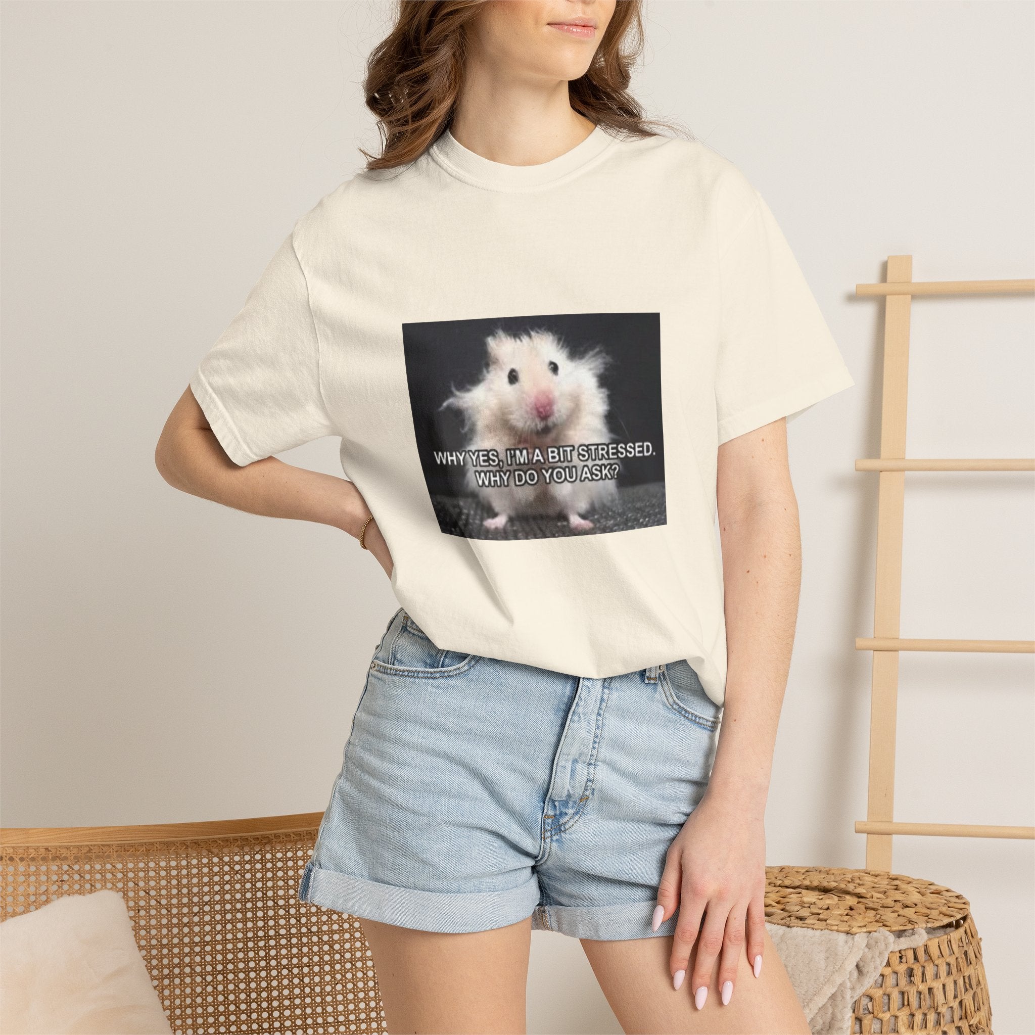 Cute Hamster Graphic Tee — "Why Yes, I’m Stressed. Whaddya Got?"